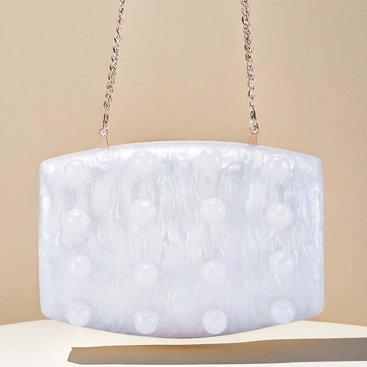 White New Women's Fashion Circle Acrylic Evening Bag_CWAB5998 for wholesale on Faire2