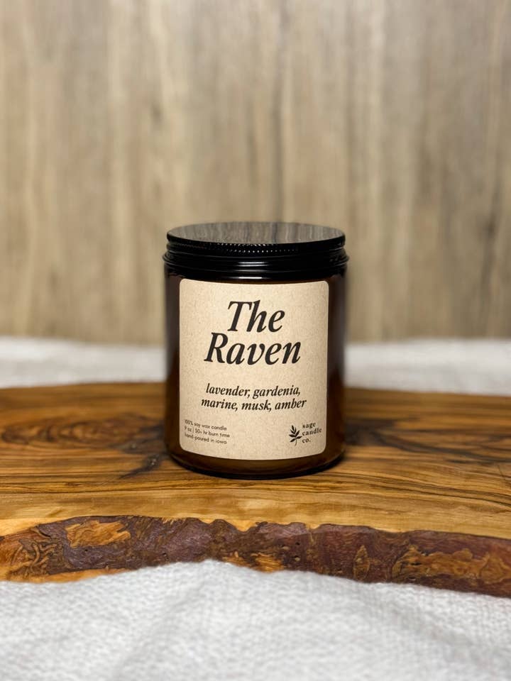 The Raven - 100% Soy Wax Candle for wholesale by Sage Candle Co.