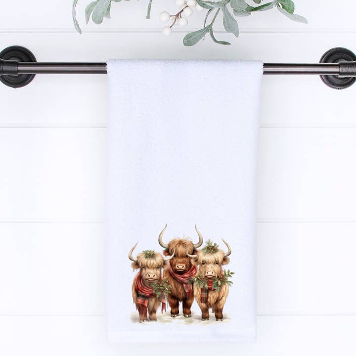Fernville Creations - Wholesale Hand Towel - Highland Cow Holiday Hand Towel for Bath and Kitchen3