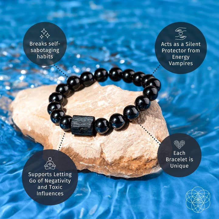 Habit Breaker - sort obsidian & turmalin armbånd for engroshandel hos Conscious Items