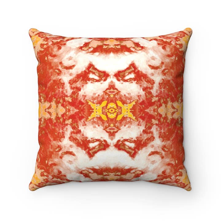 Pareidolia XOX Western Orange Square Pillow for wholesale by Fridge Art Boutique