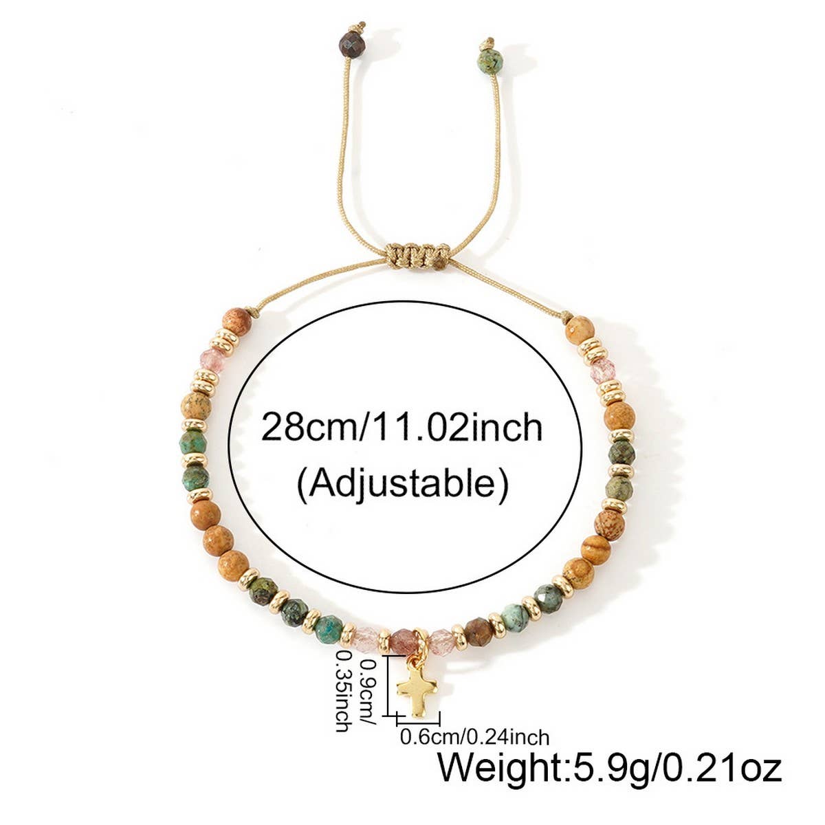 TYPE  GOTHIC CROSS NATURAL SEMI-PRECIOUS STONE BRACELET_CWAB4626 for wholesale on Faire3