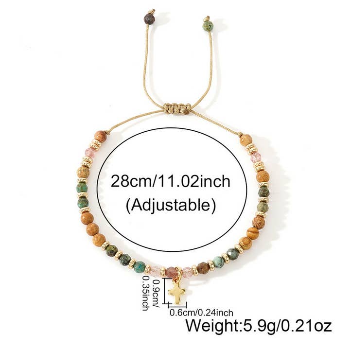 TYPE GOTHIC CROSS NATURAL SEMI-PRECIOUS STONE BRACELET_CWAB4626 for wholesale on Faire3