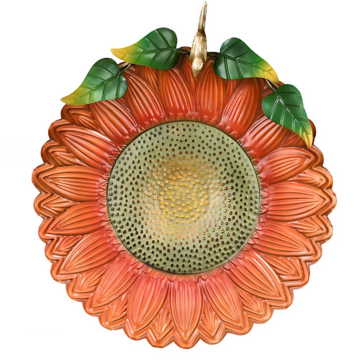 Continental Art Center - Wholesale Bird bath - Orange Sunflower Colorful Painted Metal Bird Bath1