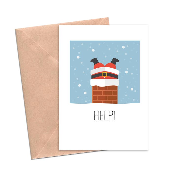 Help! Santa Funny Christmas Card for wholesale by Crimson and Clover Studio