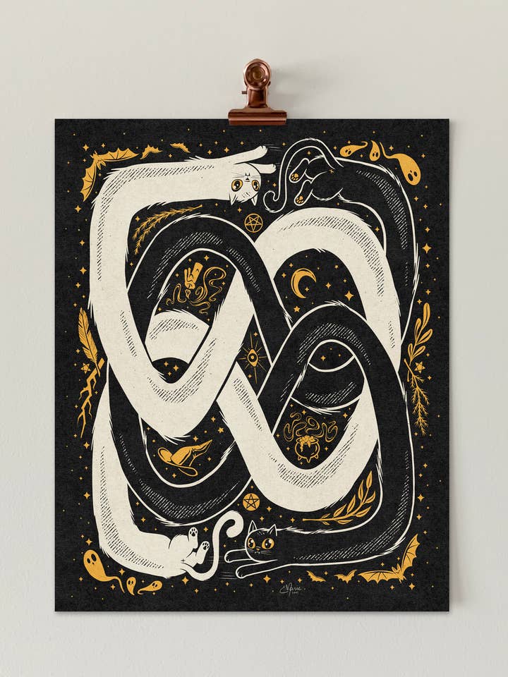 OuroPURRos Art Print | cats | ouroboros | witchy | longcat for wholesale by Elissa Marie Creative