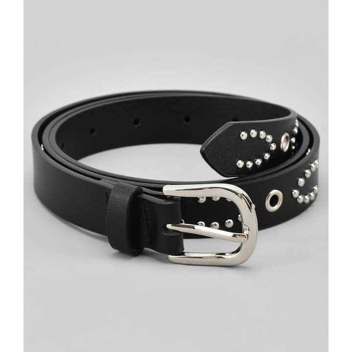 STUDDED THIN FAUX LEATHER BELT for wholesale by Girly