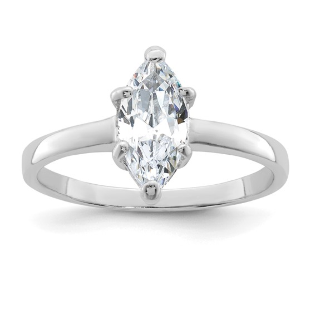 FCJ Jewelry LLC - Wholesale Verlovingsring - Rhodium verguld zilveren marquise cz solitaire verlovingsring5