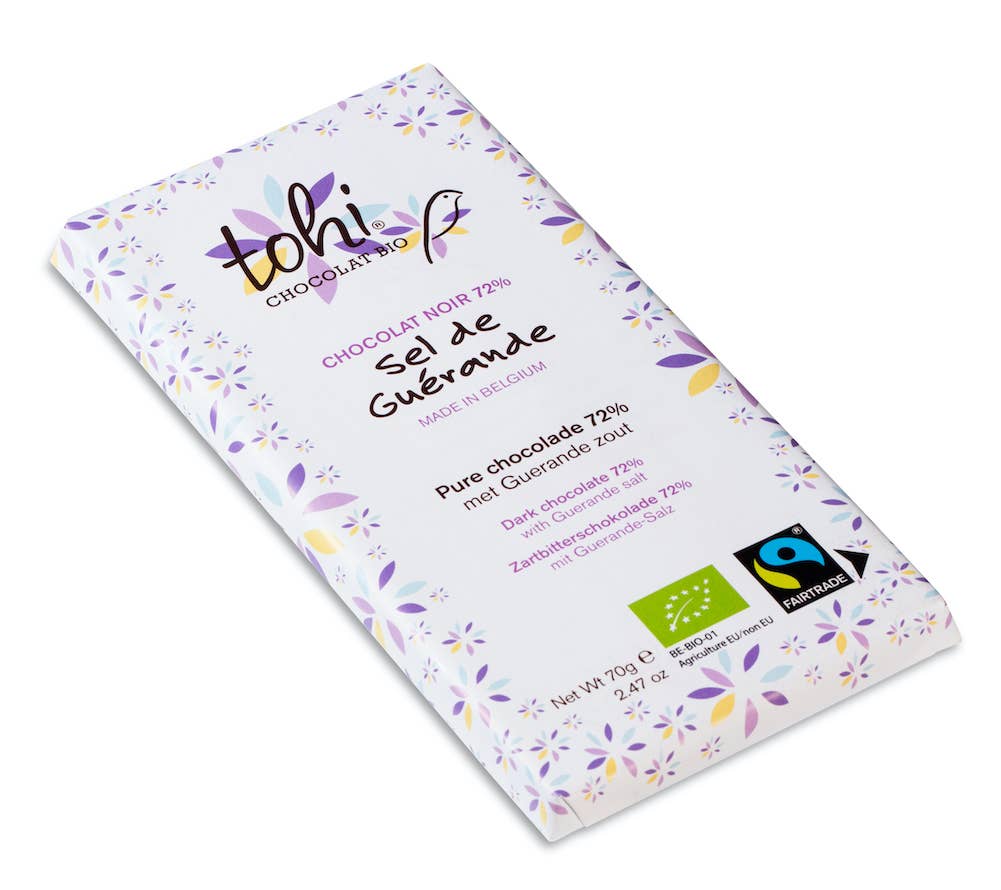 Tohi – Engroshandel Chokoladebar – 70g Chokoladebar - Mørk 72% Guérande Salt1