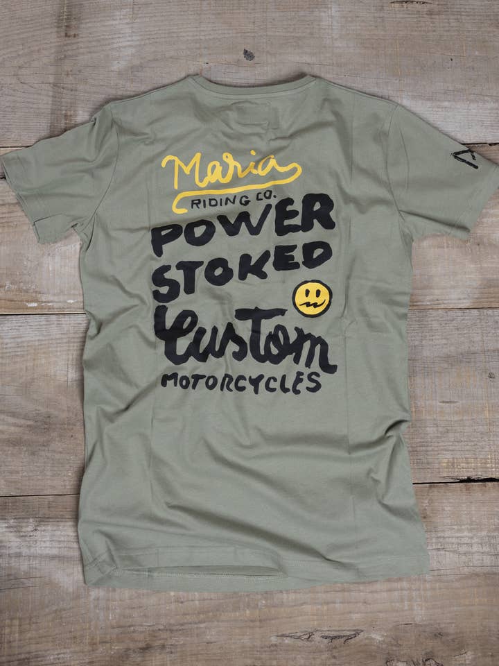 Tee-shirt - Power Stoked - Olive pour la vente par Maria Riding Company