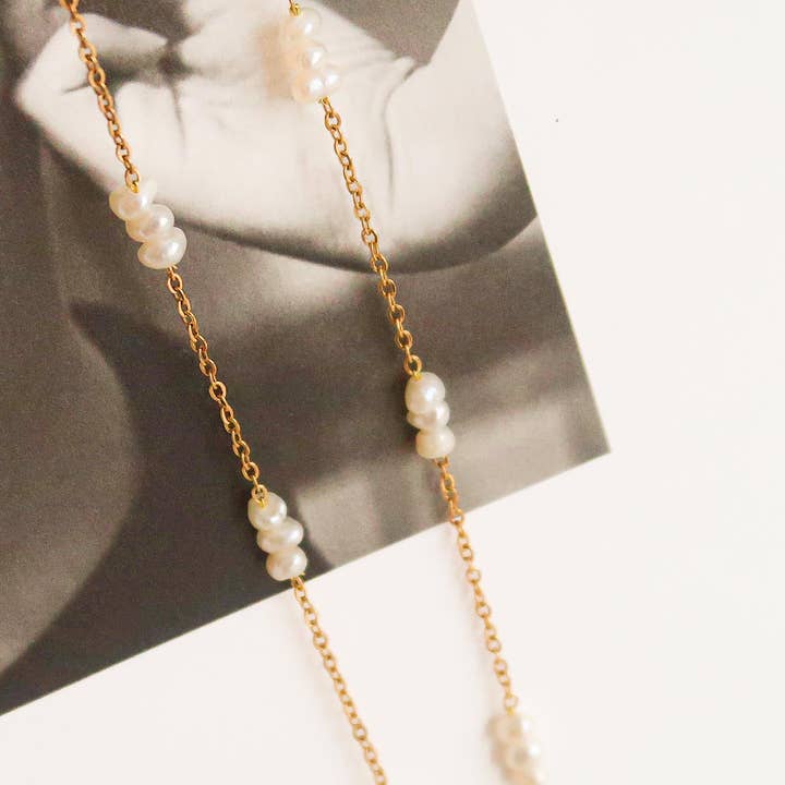 Yellow Gold 18K Non-Tarnish Petite Pearl Chokers for wholesale on Faire