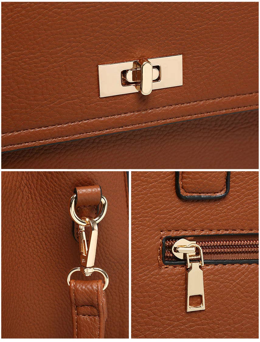 Papaya Fashion Ltd - Wholesale Tote Bag - Women's - B23031-Twist Lock Pocket Top Zipped Tote Handbag8