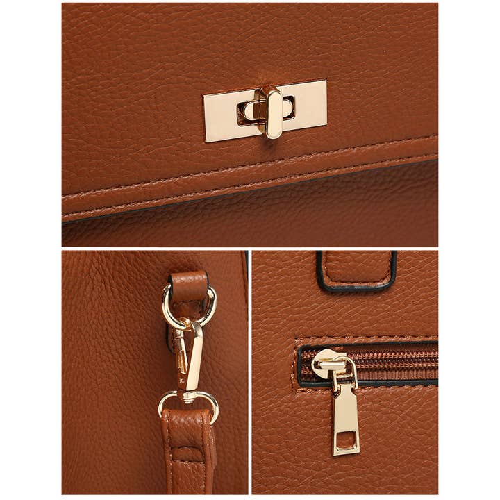 Papaya Fashion Ltd - Wholesale Tote Bag - Women's - B23031-Twist Lock Pocket Top Zipped Tote Handbag8