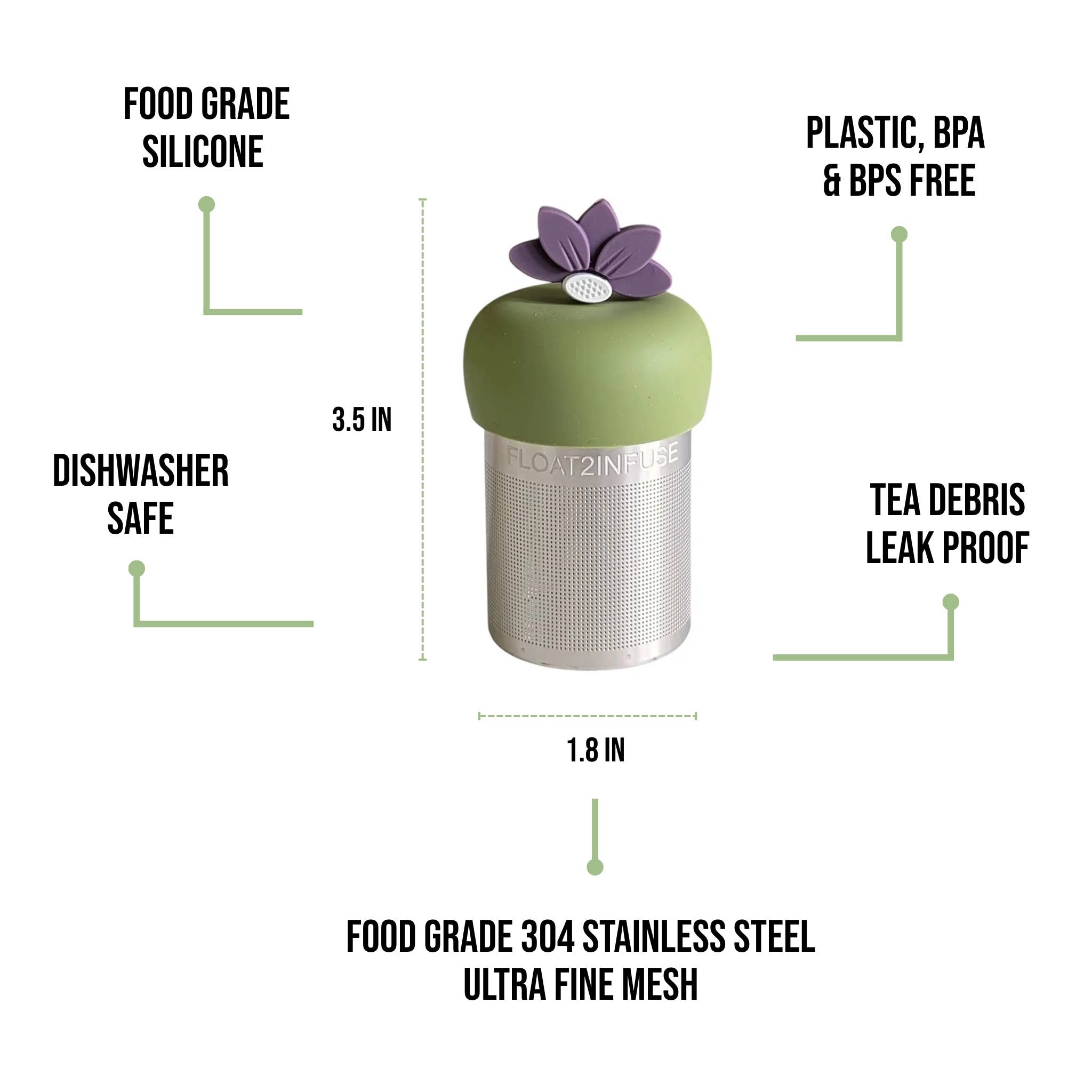 Float2infuse Tea Infuser – Engroshandel Tesi – Lotus | Flydende Te-sigte | Grøn Base | Lilla3