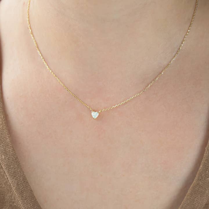 Blueyejewelry - Venta al por mayor Collares con colgantes/abalorios - Collar de plata 925 con forma de corazón y ópalo, collar con forma de corazón minúsculo11