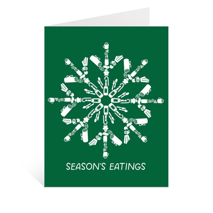 Season's Eatings Card | Funny Holiday Food Snowflake for wholesale by Just Follow Your Art