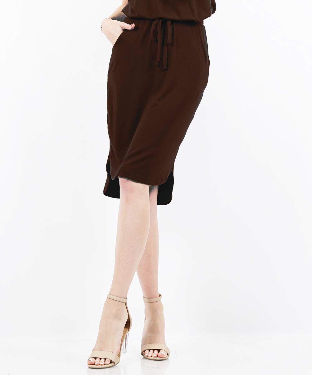 42POPS – Engroshandel Nederdel - Dame – ",,..Elastisk Talje Selvbindende Tulipankant Nederdel m/Lommer29