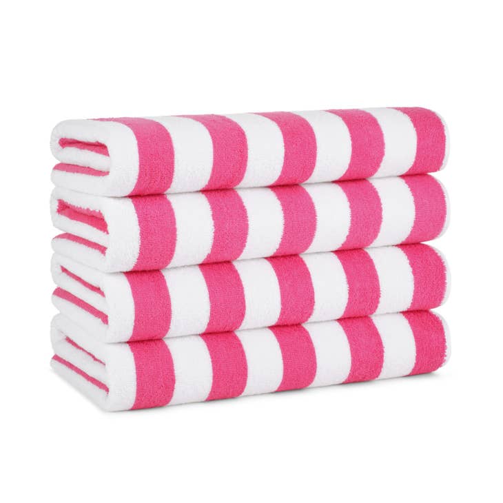 White Classic 100% Cotton Cabana Striped Oversized Beach Towels Set of 4 - 30x60 Rainbow - Multicolor