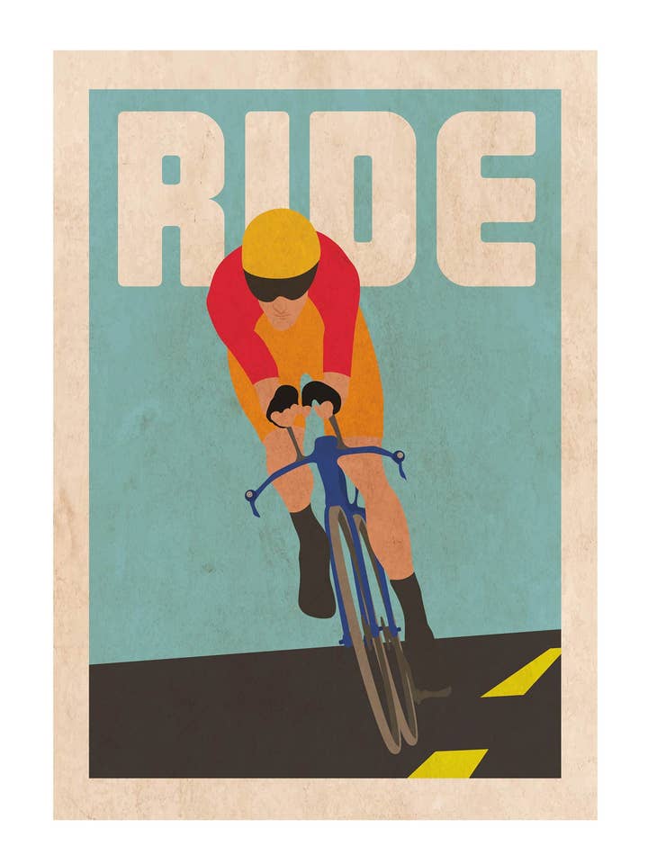 Ride Cycling Art Print for wholesale by WallChart.Co