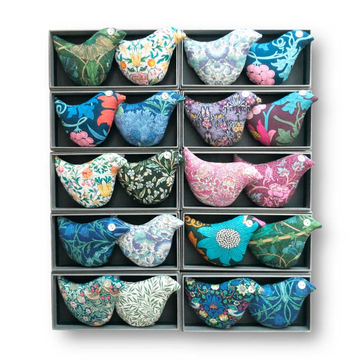 10 Assorted Boxes of 2 Lavender Birds - Morris Collection for wholesale by Lime Tree Design - US