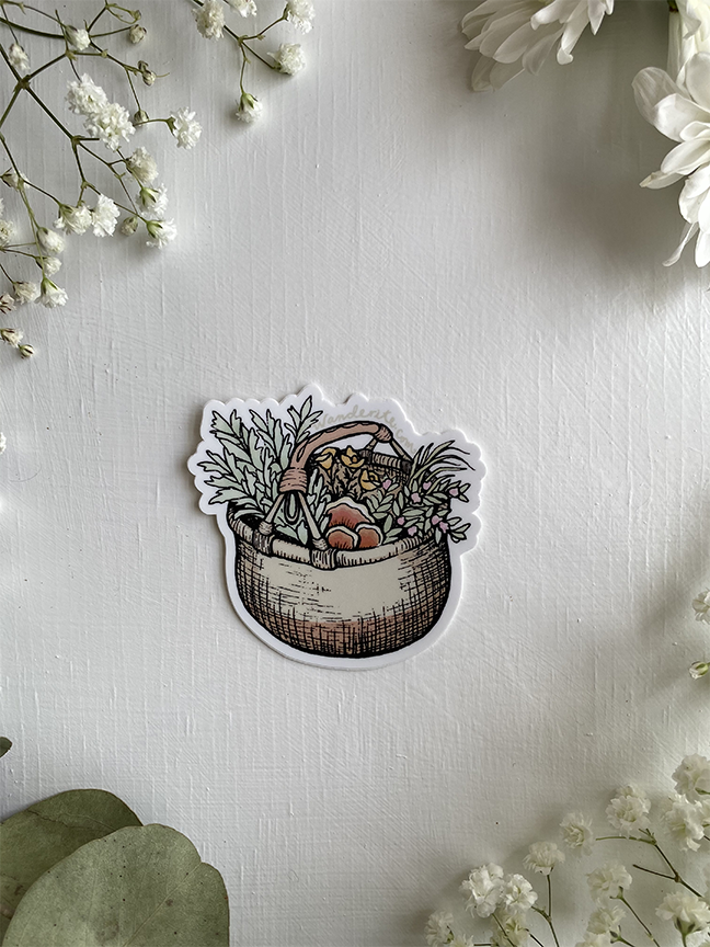 Wanderite - Wholesale Sticker - Wildcraft Herb Basket Sticker1