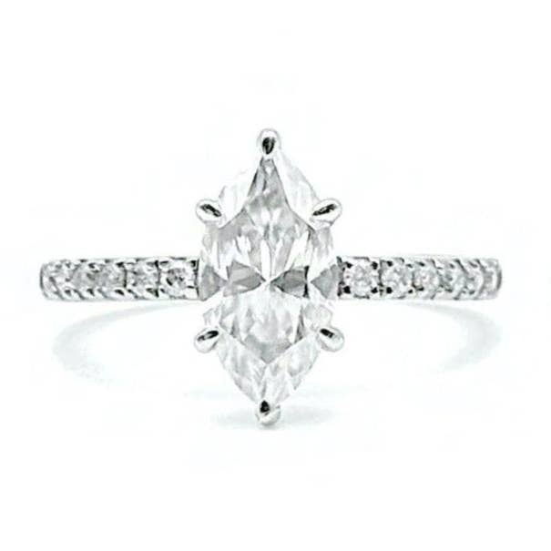 Anillo de moissanita de talla marquesa para venta al por mayor de El&Elle