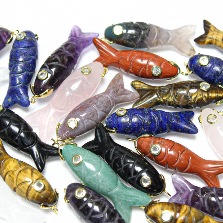 stenfisk vedhæng med cz fatning udsmykning GSF013 for engroshandel hos Jewel Pledge