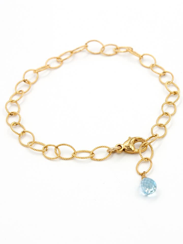 Celia etsat guldlänkarmband | Blå Topaz för wholesale av Pure Indigo Design