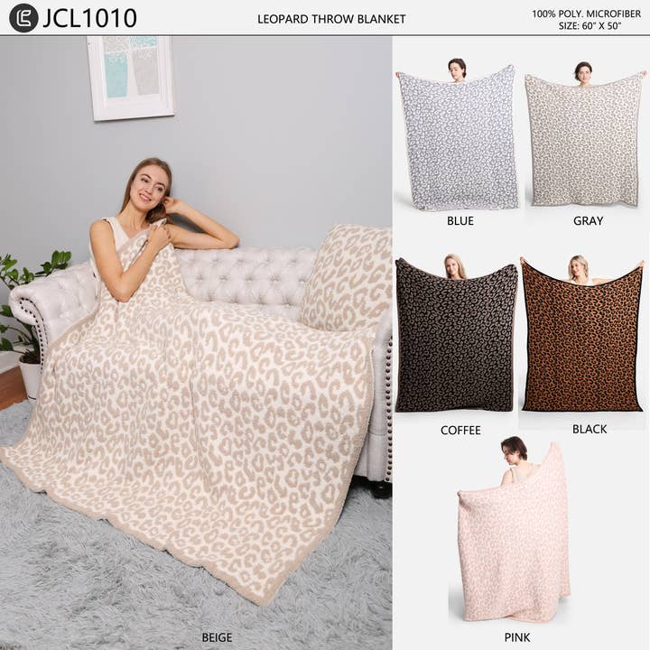 JCL1010 - Leopard Print Luxury Soft Throw Blanket for wholesale by Jasper Trading LLC