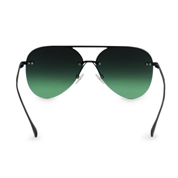 TOPFOXX - Wholesale Sunglasses - Women's - Smaller Megan 2 - Dark Green Metal Aviator Sunglasses6