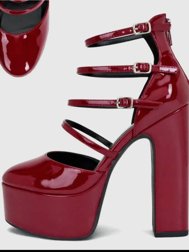 Ashby Women Glossy Strappy Chunky Platform Heel for wholesale by Italy's Kloset