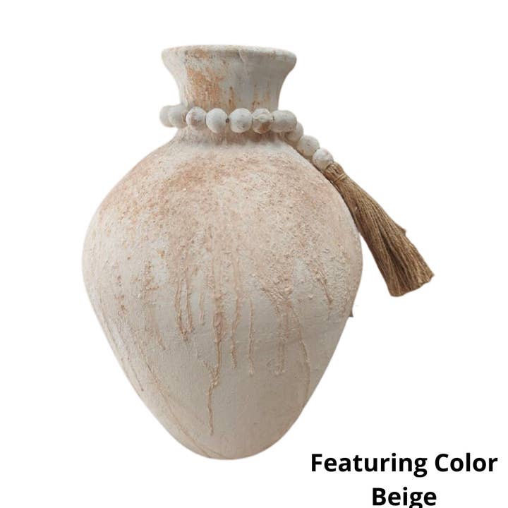 18" Iris Clay Vase mit Girlande für den Großhandel von ClayRoot Artisan Studio