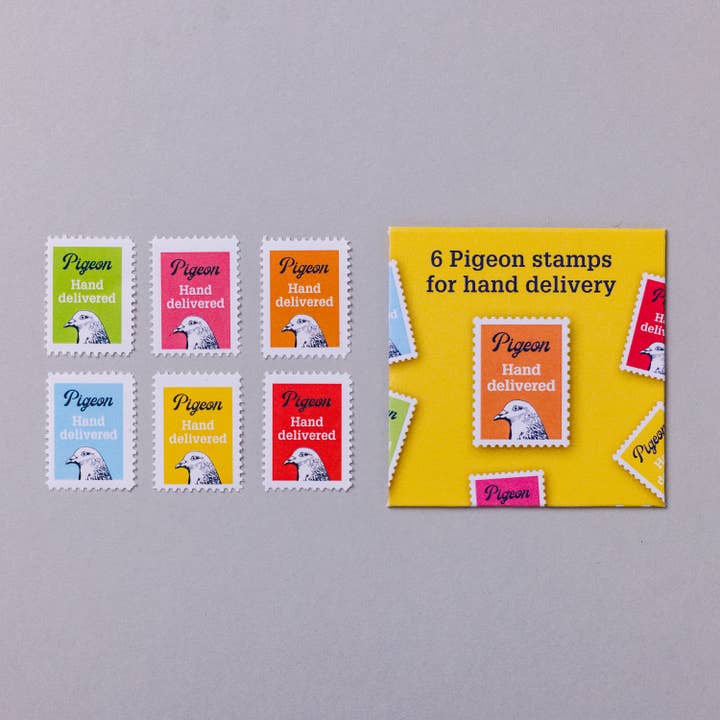 pigeonposted - Wholesale Stationery/Notecard Set - Counter-top box and 12 packs of hand-delivered Pigeon stamps1