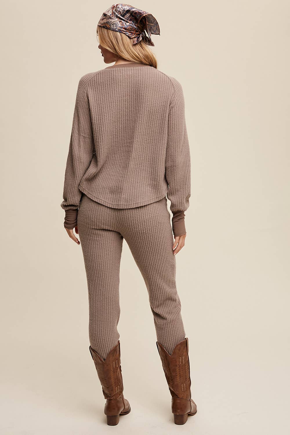 Listicle - Venta al por mayor Conjunto de ropa cómoda - Mujer - Conjunto de descanso de punto waffle LSET09926