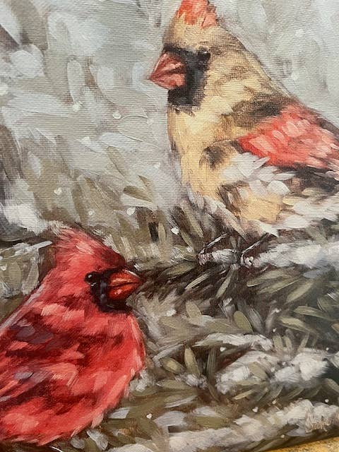 Rustic Nester - Wholesale Art Print - Red Bird Winter canvas art print, seasonal home decor, 2