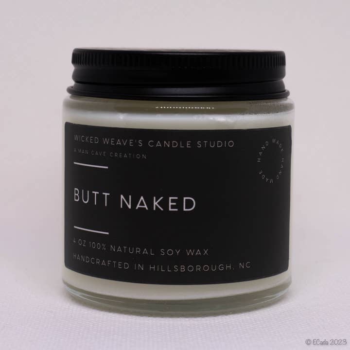 Wicked Weave’s Candle Studio - Wholesale Jar/Filled Candle - Butt Naked Soy Wax Candle (4 Size Options)1