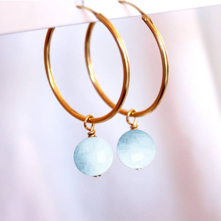 Chloé AIGUE MARINE oorbellen - Clarity/Communication voor wholesale door Mademoiselle Moana