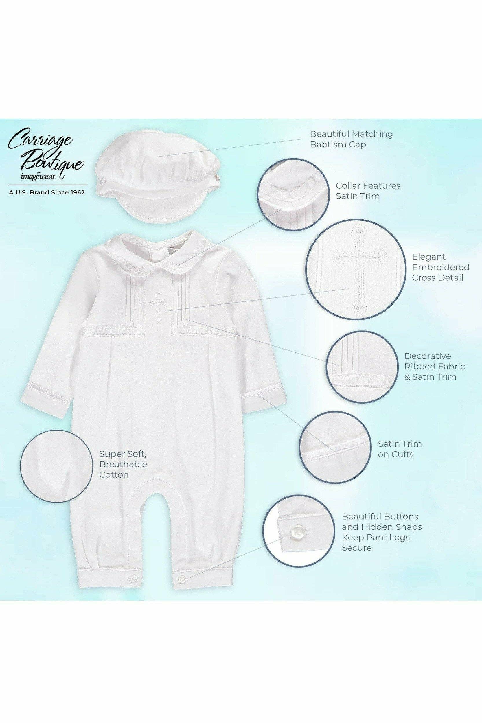 Julius Berger & Carriage Boutique - Vente Ensemble de vêtements – bébé - Ensemble élégant de baptême pour bébé garçon avec casquette assortie4