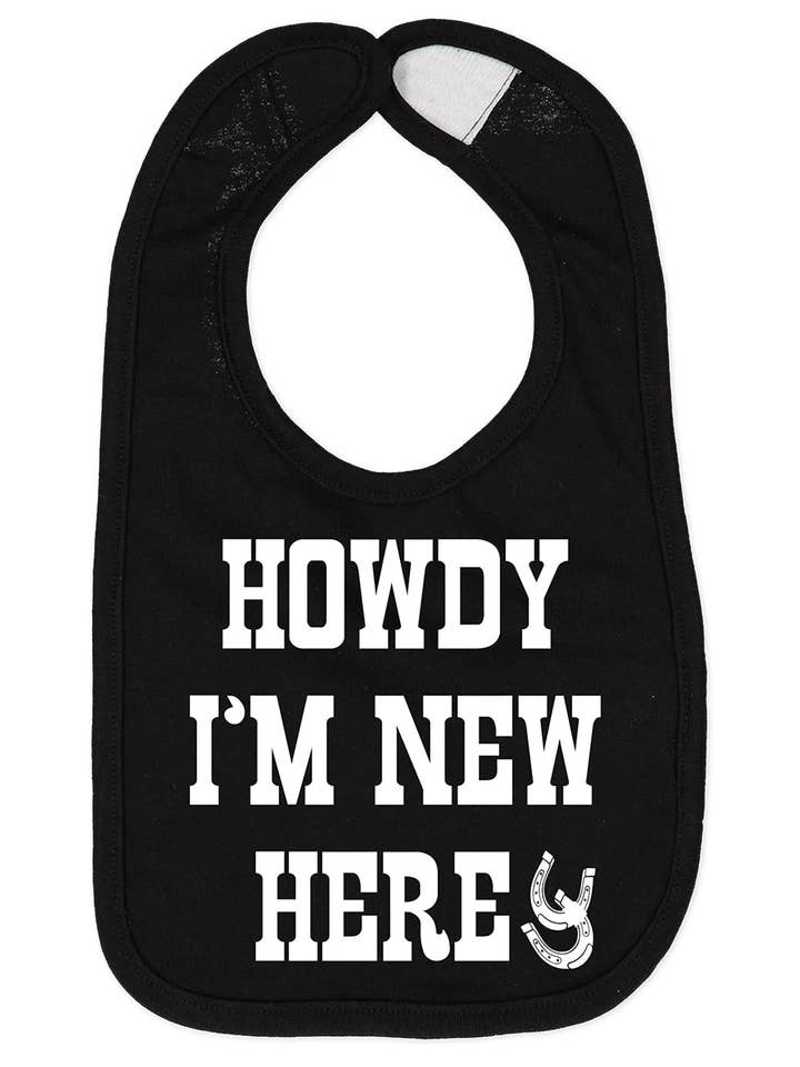 Country Baby® Baby Bib Howdy I'm New Here for wholesale by Country Girl Store