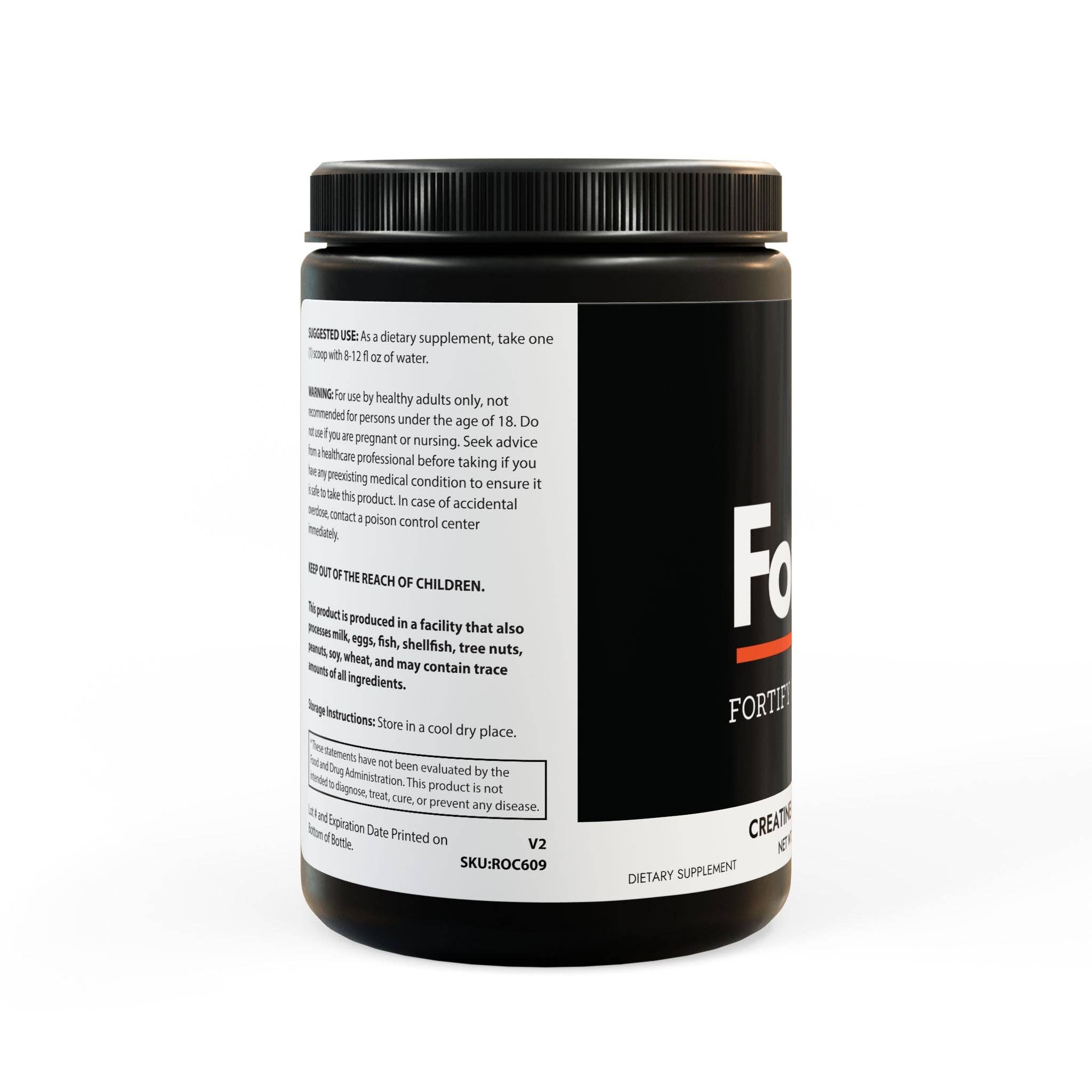 Black jar lid Fortiv Creatine Monohydrate Supplement 10oz for wholesale on Faire1