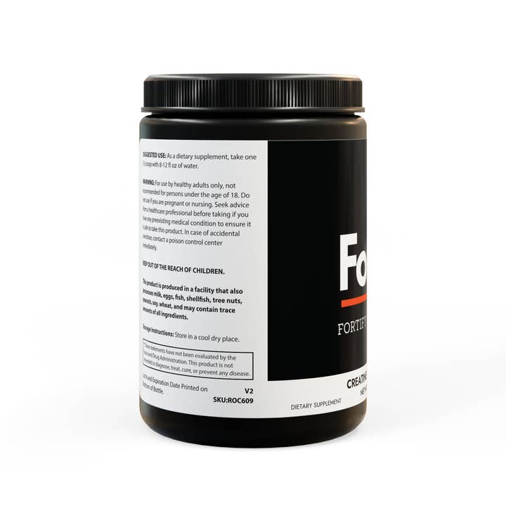Black jar lid Fortiv Creatine Monohydrate Supplement 10oz for wholesale on Faire1