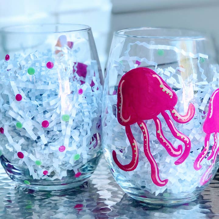 Kricket Lane Designs - Wholesale Wine Glass - Sea Life Stemless Wine Glasses2