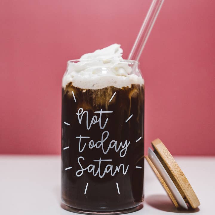 FriendlyAdventures - Wholesale Drinking glass/cup - Not Today Satan - Beer Can Glass