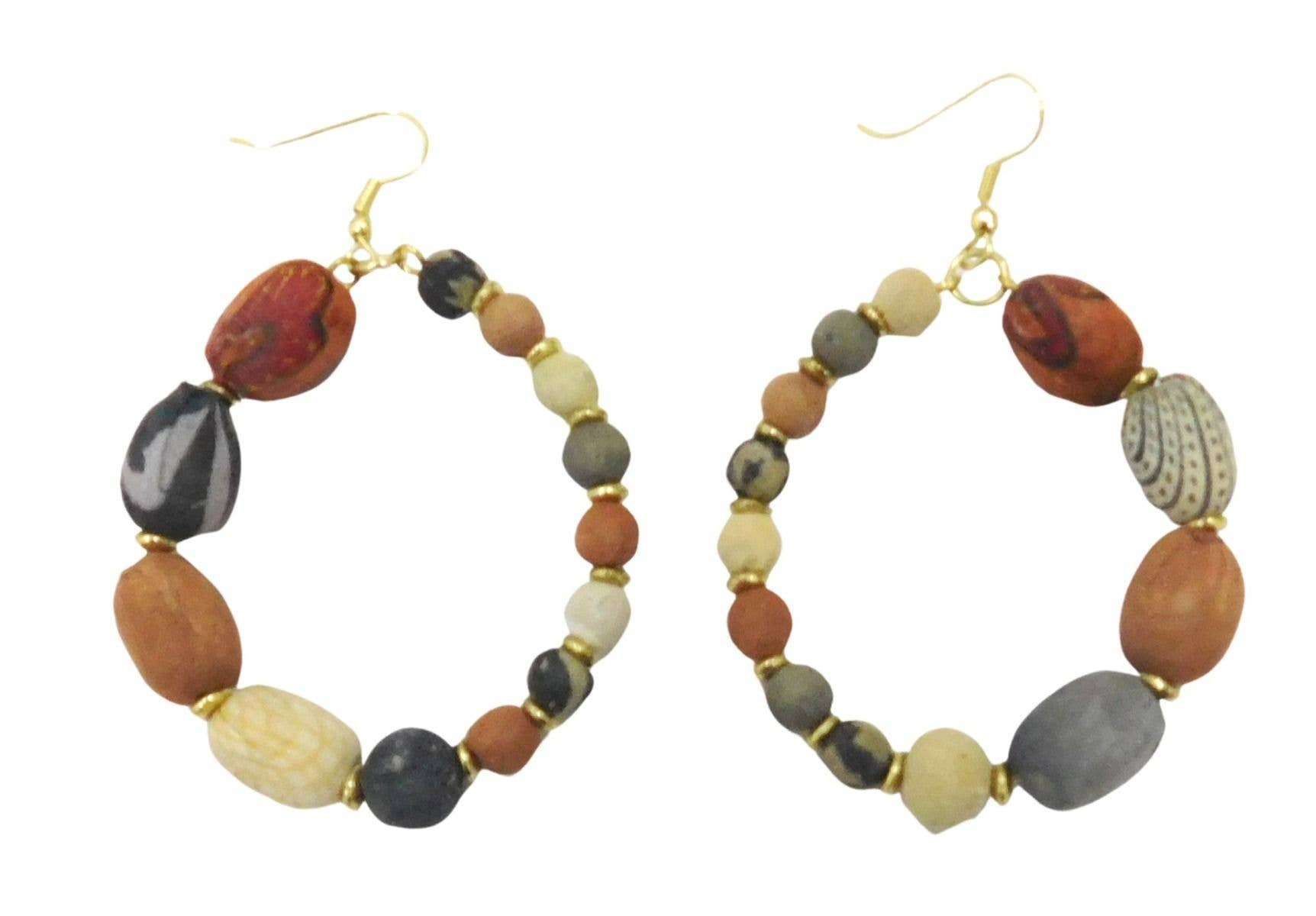 Status Collections - Wholesale Dangle earrings - Grey Brown Fabric Earrings