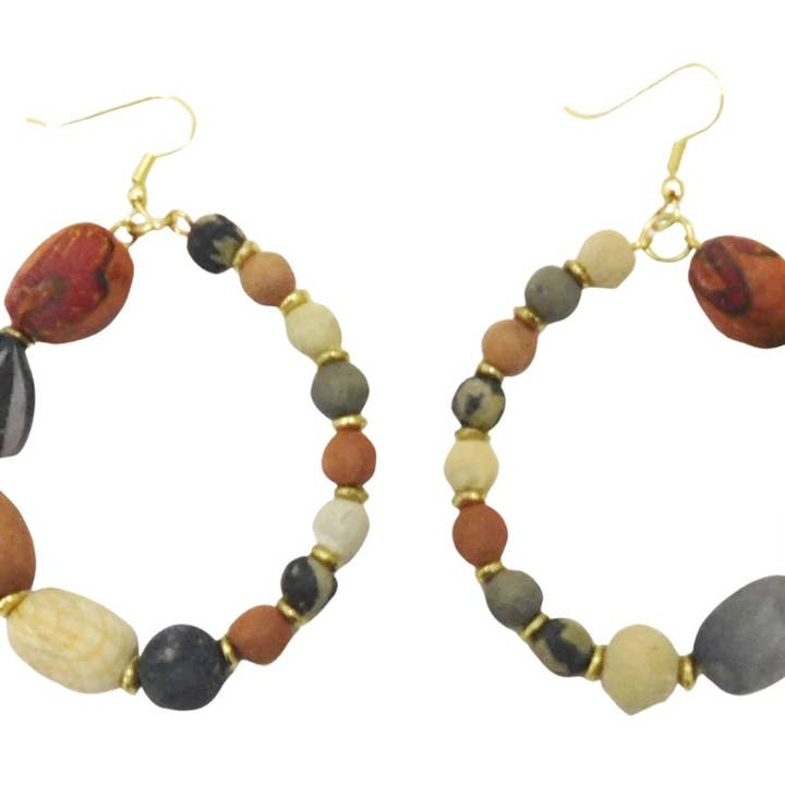 Status Collections - Wholesale Dangle earrings - Grey Brown Fabric Earrings0