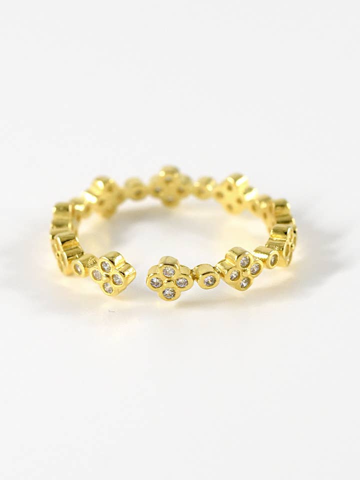 Anillo ajustable de plata 925 con forma de corona de circonitas para venta al por mayor de FELIX Z DESIGNS