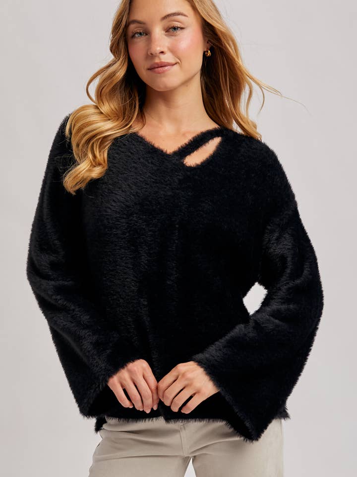 Bluivy - Wholesale Fleece - Women's - STRAPPY FRONT FUZZY PULLOVER2