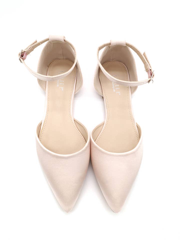 Kailee P. - Wholesale Flats - Women's - Satin Pointy Toe Flats with Ankle Strap41