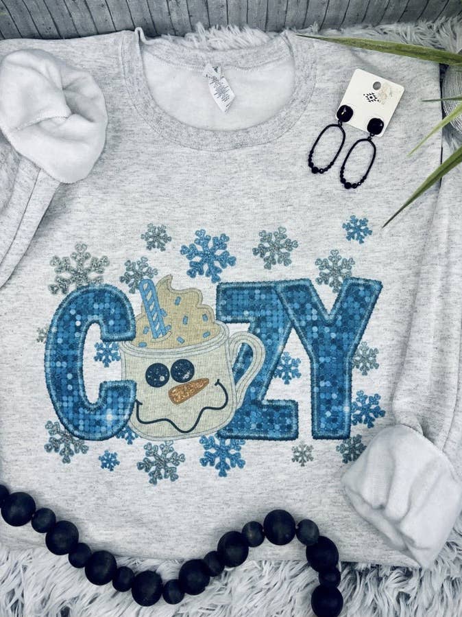 Cozy Season Faux Sequins (Gildan Sweatshirt) for wholesale by 1/2 Penny Wholesale