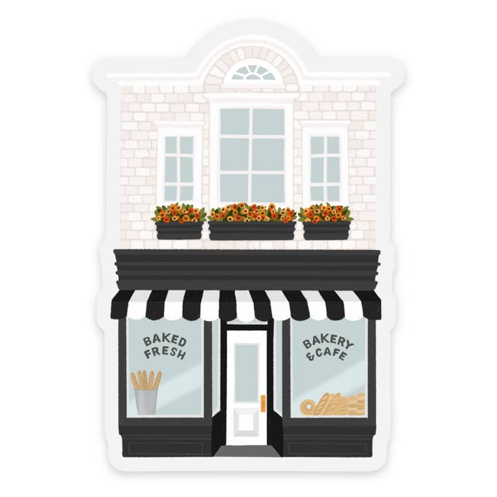 Clear Bakery Storefront Sticker 2.3x3.3in for wholesale by Elyse Breanne Design